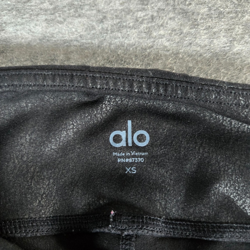 Alo Womens Black Crackle Moto High Waist Leggings XS - Picture 2 of 7